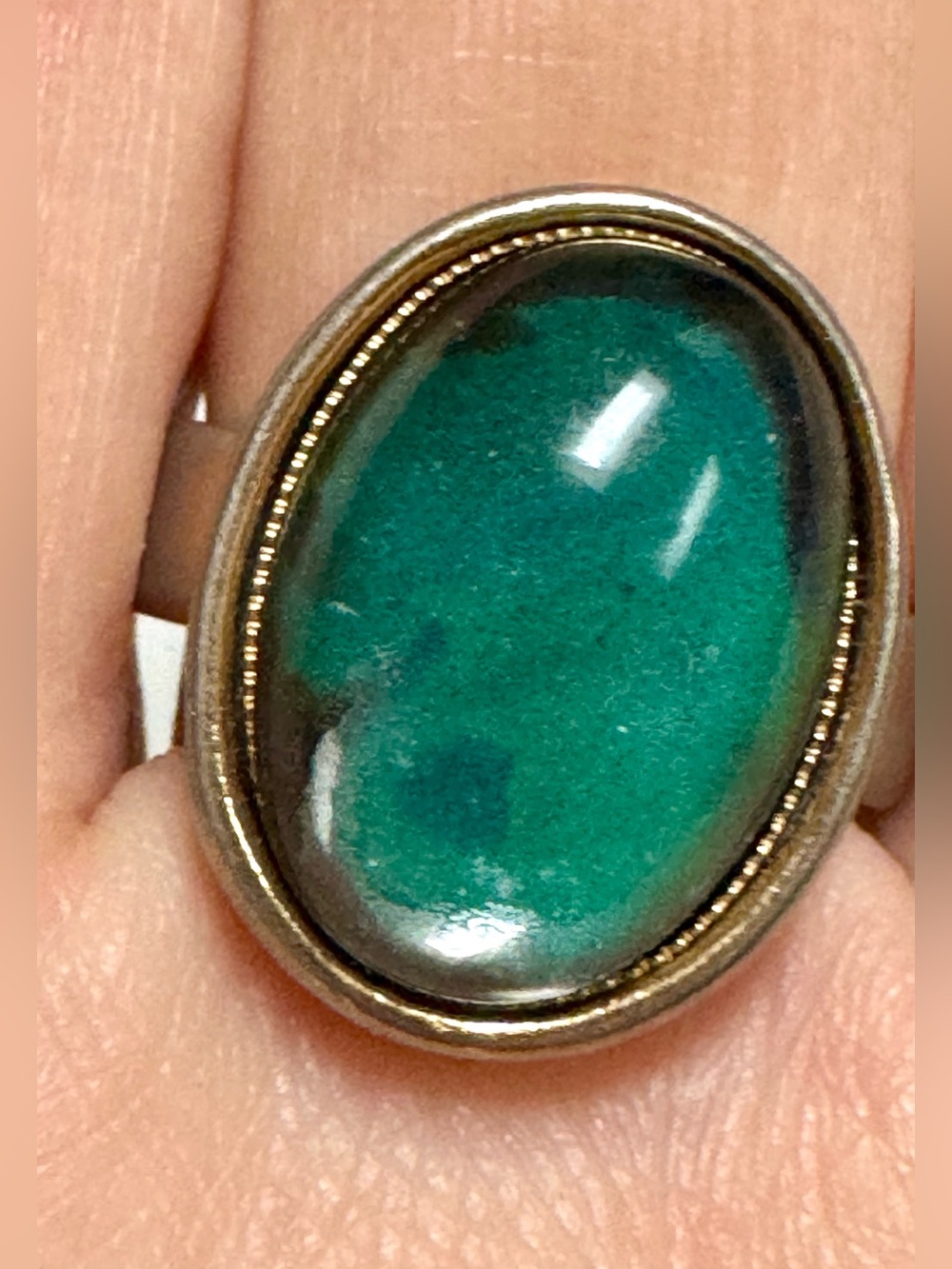 Vintage Coro 1970’s Mood Ring Hippie Boho Silver Tone Ring Size 9 Color Changes
